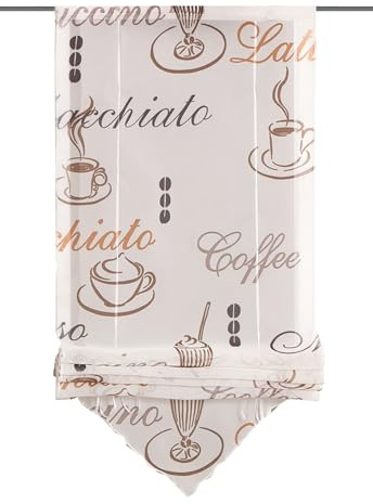 Bändchen Raffrollo Cafe Creme Bändchenrollo ohne Bohren (BxH 80x140cm)