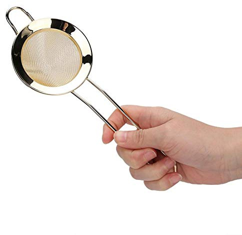 Mesh Strainer Fine Mesh Sieve Cocktail Strainer for Kitchen Cake Powder Filter,Bar Accessories,21.5 x 8 cm / 8.5 x 3.2Inch,Stainless Steel(Gold)