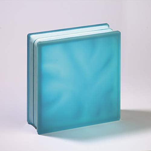 Bloque de Cristal Lux Glass Turquesa Ondulado Satinado 2 caras | cm 19x19x8 | Unidad de venta 1 caja de 6 pzas