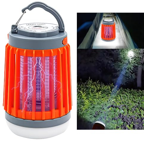 Mini lampada portatile per zanzare, lanterna da campeggio sterminatrice, lanterna da campeggio ricaricabile da 1800mAh, illuminazione 8H, luce elettrica silenziosa USB per mosche, impermeabile IPX4