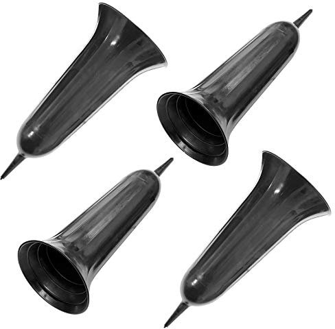 HAC24 4er Set Grabvase Kunststoff Schwarz 23 cm Grabschmuck Friedhofsvase mit Erdspieß Friedhof Blumenvase Grabdekoration Grab Vase Grabsteckvase