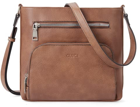 CLUCI Damen Umhängetasche Weiche Vegane Lederhandtaschen Vintage Designer Multi Taschen Reise Schultertasche Mokkabraun