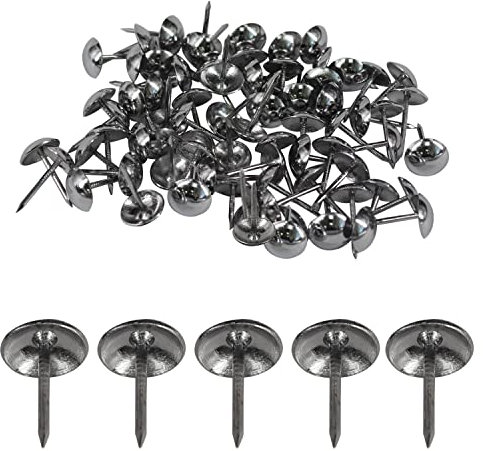 Weddecor Tappezzeria Chiodi Testa Rotonda Perno Decorativo Pollici Spille Chiodo Per Mobili, Divano In Legno, Sedia, Tappeto, Progetti FAI DA TE 15mm x 9mm, Argento Cromato 10pcs