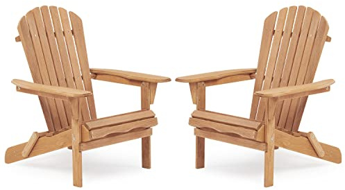 SoliWood Adirondack Stuhl aus Holz 2er-Set, Wetterfester Gartenstuhl mit Breiten Armlehnen, Ergonomischer Outdoor Relaxstuhl für Garten Terrasse Balkon Strand Veranda, Holz Adirondack Chair