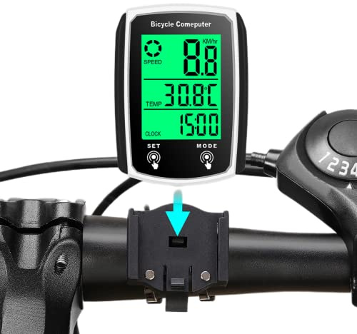 RANRAO Wasserdichter Fahrradcomputer, Fahrrad Kilometerzähler, Rot Aufladbar, Multifunktional Kabelgebunden Tacho Fahrrad mit Hintergrundbeleuchtetem Display