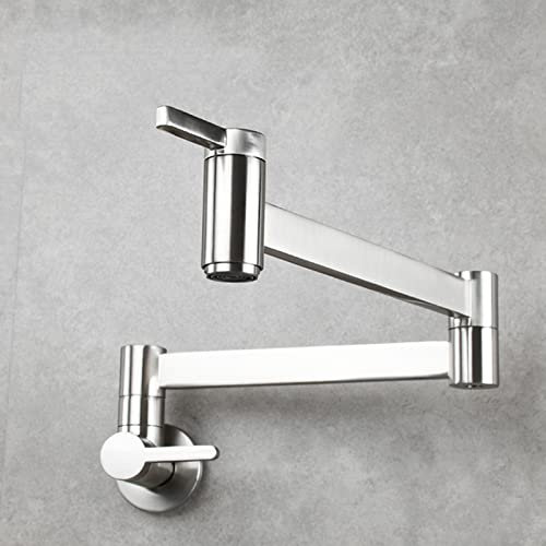 Wasserhahn Küche Kaltwasserhahn Wandmontage, Küchenarmatur Wandmontage Messing Faltbar Einfache Öffnung Wischwasserhahn-Gebürstet