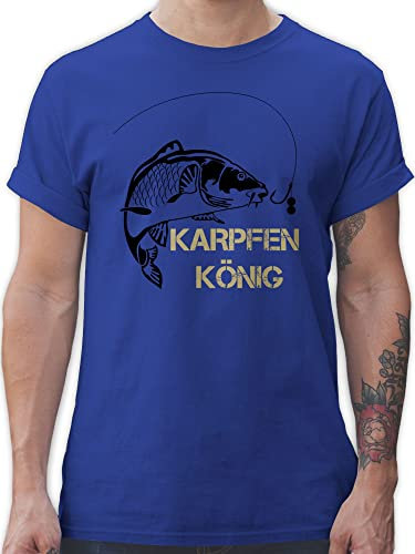 T-Shirt Herren - Angeln - Karpfen König - 5XL - Royalblau - karpfenangler Geschenke Angler Geschenk Tshirt fischen Shirt Angel für männer Shirts t-Shirts Tshirts Tshirt. t Mann