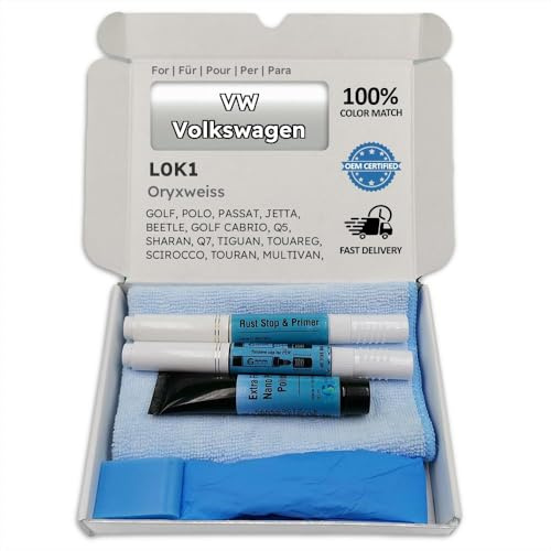 Genuine Colors Lackstift ORYXWEISS L0K1 für VW Volkswagen Silber GOLF POLO PASSAT JETTA BEETLE CABRIO Q5 SHARAN Q7 TIGUAN TOUAREG SCIROCCO TOURAN MULTIVAN GTI R EOS CC UP ATLAS VARIANT ARTEON SPORTSVA