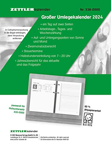 Grand calendrier 2024 10,5 x 14,2 cm