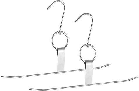 sourcing map 16'' Stainless Steel Smoker Hangers, 0.19'' Thickness Three-Prong Meats Hooks for Butcher Shop Hanging Processing Drying Chicken Beef Fish, 2Pcs