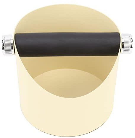 Coffee Knock Box, Metal Espresso Grounds Container Waste Bin Coffee Knocking Slag Bucket Home Small Anti Slip Coffee Machine Grounds Box Powder Slag Recycling Bucket(Yellow)