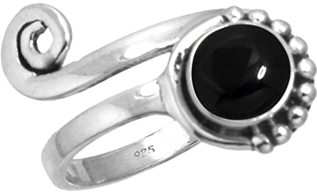 Echter 925 Sterling Silber Handgefertigter Körperschmuck Runder Achat, Onyx, Tigerauge, Kristall Natürlicher Edelstein Boho Zehenring für Frauen