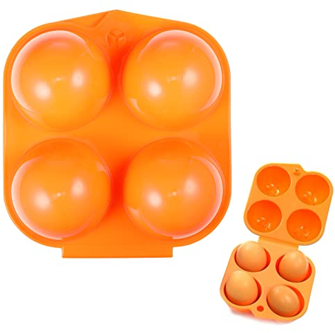 Kunststoff Ei-Behälter 4 Eier Eierbox Beweglich Outdoor-Camping Shockproof Ei-Halter-Behälter-Aufbewahrungsbehälter Tragbarer Eierhalter Eierbehälter Aus Kunststoff für Küche Camping Picknick (Orange)