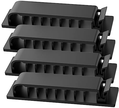 Mikikit 4 Stück Selbstklebende Kabelhalter Organizer Mit 8 Löchern Für Kabelmanagement An Wand Schreibtisch Und Auto Kabelclip Für Usb- Strom Und Kopfhörerkabel