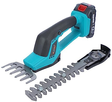 KATSU FIT-BAT 21V 2-in-1 Cordless Mini Hedge Trimmer and Grass Shear with 1.5Ah Battery and Charger, Handheld Mini Bush Trimmer Grass Cutter, 2 Attachment Blades, for Garden Yard Lawn