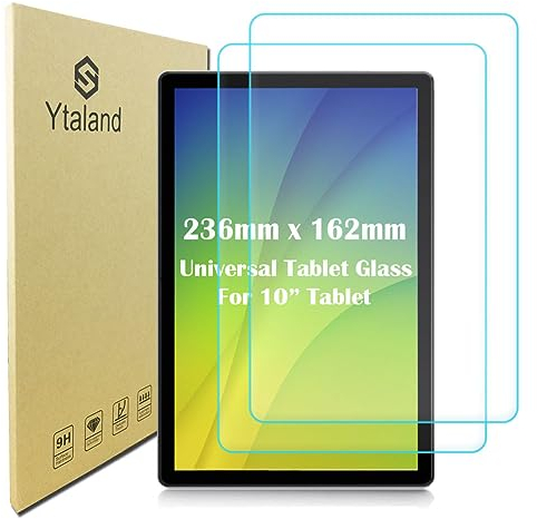 Ytaland - Pellicola salvaschermo universale in vetro per tablet da 9,6 a 10,1, confezione da 2 pezzi, pellicola salvaschermo in vetro temperato [23,6 x 16,3 cm]