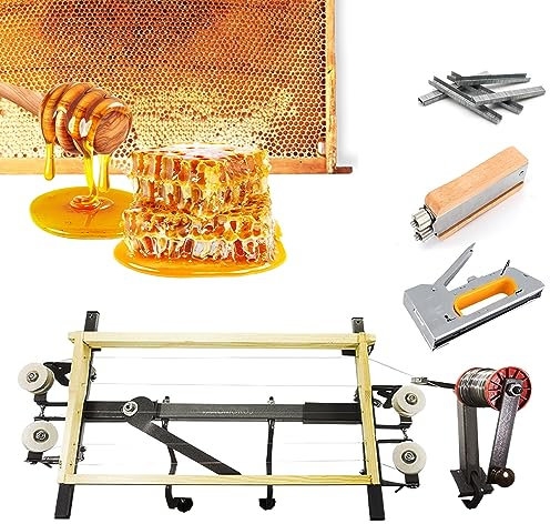 json2xml Beehive Nest Frame Wire Tool Set - Beekeeping Equipment for Honey Frame Threading, Includes Stainless Steel Manual Wood Nail Gun, Wire Tensioner, and Bee Frame Fixture Tool - for Beekeepers