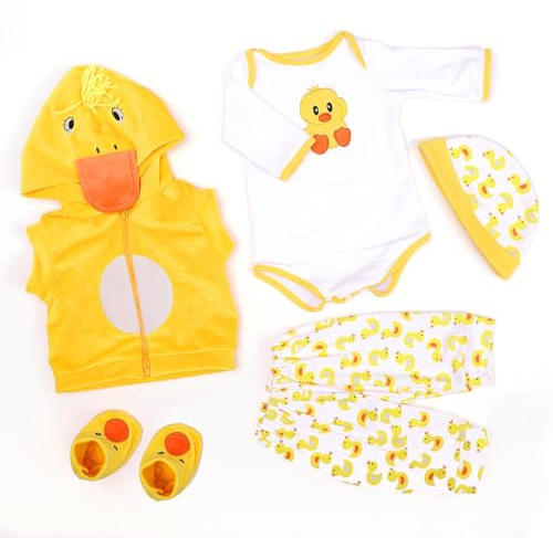 RUNGQIANY Reborn Babies Clothes Big Yellow Duck Set Reborn Dolls Clothes 22 Inch Suitable For Newborn Dolls 20 Inches - 22 Inches Realistic Baby Doll，Boys & Girls Can Be Worn In All Seasons