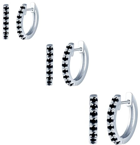 CONILOK 3 Paare Zirkonia Ohrringe Silber 925 Creolen Silber/Rosegold/Gold Ohrringe Set 10,12,14MM Damen Schmuck Ohrring Set Geschenke für Frauen Mädchen Freundin Geburtstag Weihnachtstag Valentinstag