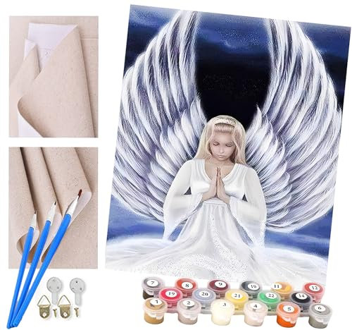ToeTs Malen nach Zahlen Kits Erwachsene und Kinder DIY Digitales Ölgemälde Geschenk Kits Vorgedruckte Leinwand Kunst Dekoration -betender Engel 16 * 20 Zoll