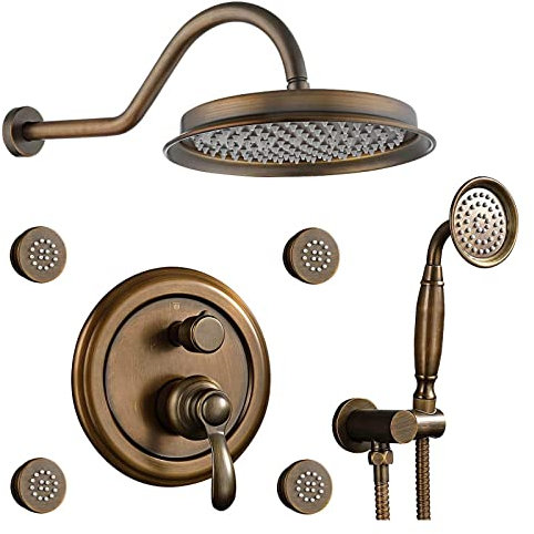 Ksunun Sistema Doccia A Parete, Colonna Doccia A Scomparsa, Set Doccia Completo retrò con Soffione Doccia, Doccino E Ugello Massaggiante, Kit Doccia da Incasso, Colonna Doccia Idromassaggio