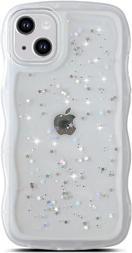 miyonsin iPhone X/iPhone XS-fodral, söt lockig vågform fodral, glitter transparent skyddsfodral för flickor och kvinnor, TPU anti-chock fodral för iPhone X/XS, klar-1