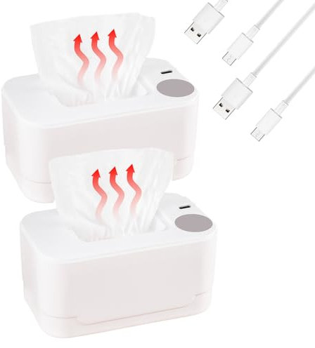 Feuchttücher Wärmer, Tragbarer 45℃ Tragbarer USB-Wischtuchwärmer Mit Großer Kapazität für Kinder, Feuchttuch Box, Feuchttücher Wärmer, Baby Wipes Warmer, Wischtuchwärmer (2 Weiß)
