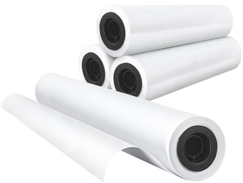 Wide Format Bond Paper 24''x 150', 4 Rolls, Goefun CAD Paper Rolls, 20lb Plotter Paper Roll on 2 Core for CAD Printing on Wide Format Ink Jet Printers