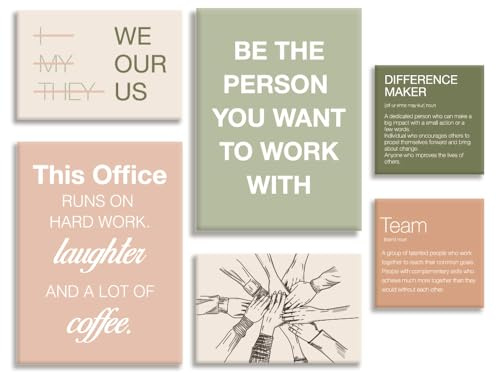 YEOION Office Wall Decor,Teamwork Wall Art for Office,Motivational Workplace Canvas Wall Art Set of 6
