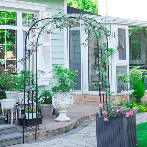 Arco de escalada de jardín, arco de metal, arco de rosa, pabellón sólido, ancho 120-320 cm, altura 240 cm, adecuado para fiesta de boda, patio, escalada, decoración de plantas (tamaño: 300 x 240 cm