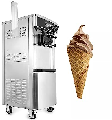 Máquina de helado suave de 20-28L/H, máquina for servir yogur, nevera de 3 sabores for hacer helado eléctrico comercial de 2200W Mejorar la eficiencia