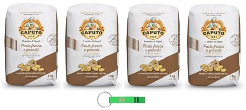 4x Caputo Farina Pasta Fresca e Gnocchi - Mehl TYP 00 - Ideal für frische Pasta und Gnocchi - 1KG + Beni Culinari Kostenloser Schlüsselanhänger