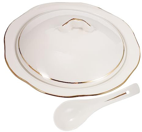 SHOWERORO Keramik-suppenschüssel Mit Deckel, Suppenschale Für Suppe, Eier, Desserts Aus Hochwertiger Keramik, Klassisch Und Langlebig Mit Edlem Musterdesign