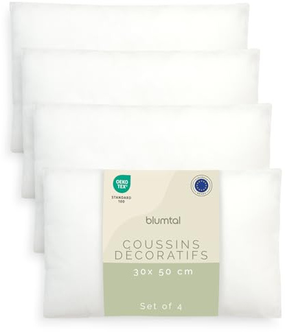 Blumtal Kissenfüllung 30x50 cm 4er - Oeko-TEX zertifizierte Füllung Kissen 30x50 cm - Kissen Füllung aus Polyester - waschbares Innenkissen mit Rebounce-Effekt - Kisseninlett - Füllkissen weich