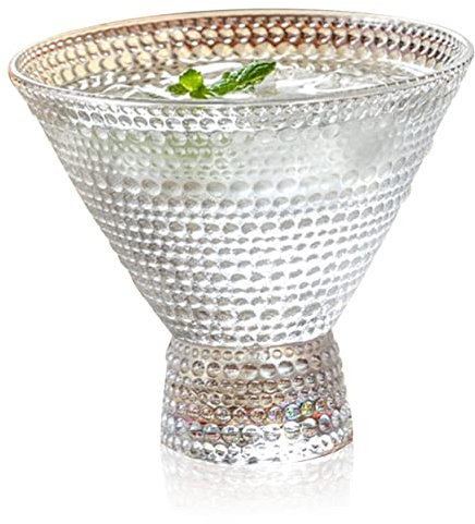 VOSAREA Martini Glass Footed Wine Cup Elegant Hammered Decorative Wine Goblet Multi-use for Cocktails Water Tea Juice