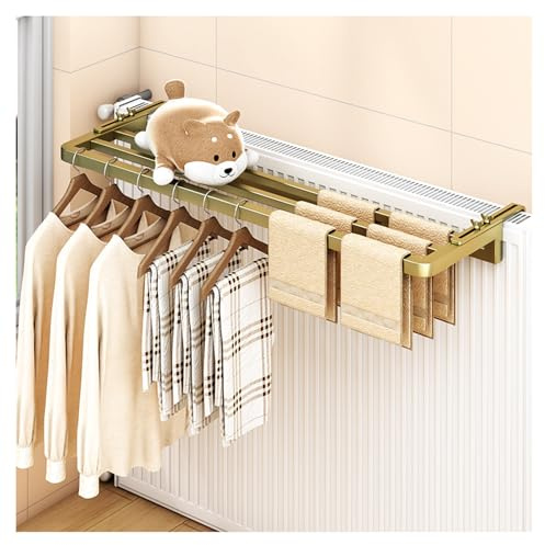HYPIQQ Wäscheständer Heizung Heizkörper Wäschetrockner Wäschetrockner Heizung Heizkörper Heizung Wäscheständer Heizkörper Heizungswäschetrockner Heizkörpertrockner,Gold,40cm