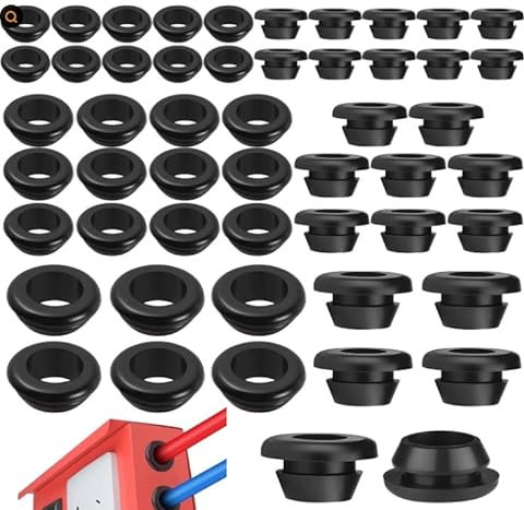 50 Pezzi Passacavi Gomma, Nero Passacavo in Gomma, Impermeabile Elettrico Gomma Passacavi 10 mm 12 mm 14 mm, Gommini Passacavo Elettrico, Passacavi Tappi in Gomma per Proteggere Fili, Spine e Cavi