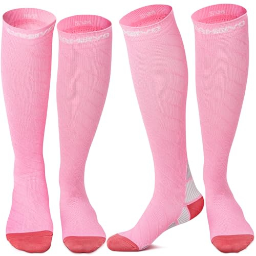 CAMBIVO Kompressionsstrümpfe Damen und Herren 2 Paar, Kompressionssocken Stützstrümpfe für Laufen, Sport, Flug, Reise, Radsport