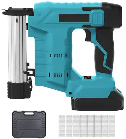 hzexun Akku Tacker Nagelpistole,2-in-1- und Klammertacker Gauge 18, 20VAkku Nagler Elektrotacker inkl. 2000mAh Akku, Schnellladegerät, 800 Nägel und 800 Klammern
