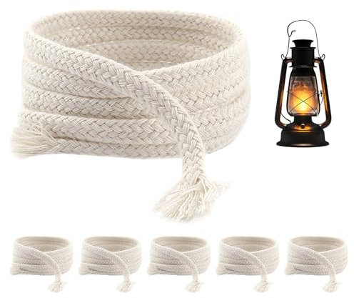 6 Metre Sostituzione Wick for Oil Lamp, 6 stoppini da 100 cm, per lampade a olio, stoppini da 6 mm per candele, stoppini per candele spesse, torch Lamp Wick per torch da giardino, torch lamp Wick
