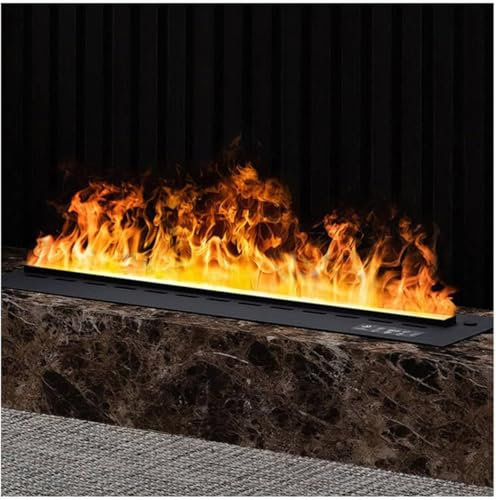 ZHLINGQ Chimenea De Vapor De Agua con Panel Metálico De Acero Inoxidable, Chimenea Eléctrica Empotrada, Simulación De Llama Táctil 3D con 7 Colores De Llama Ajustables, Control Remoto,70cm/27.6in