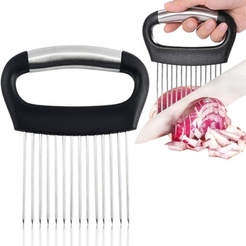 GGUFAY Rebanador de Cebolla de Acero Inoxidable, Rebanado de Verduras, Agujas de Cebolla, Rebanado de Verduras,Rebanado de limón,Adecuado para Cortar Carne, Verduras, Frutas