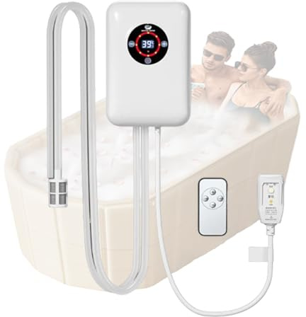 VCYEX Chauffage pour Piscine Chauffe Eau, Chauffage De Bain À Remous, pour Piscine Pliable, Baignoire Gonflable, Mini Piscine Adulte Gardez l'eau ChaudeWhite,8.6 * 5.8 * 2.9 inch