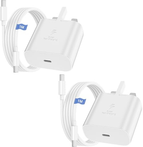 Samsung Charger, 2Pack Samsung Fast Charge Plug USBC and Cable 1M USB C to Type C Charging Lead for Galaxy S26 S25 S24 S23 S22 S21 S20 A17 A16 A15 A23 A24 A25 A26 A32 A33 A34 A35 A36 A53 A54 A55 A56
