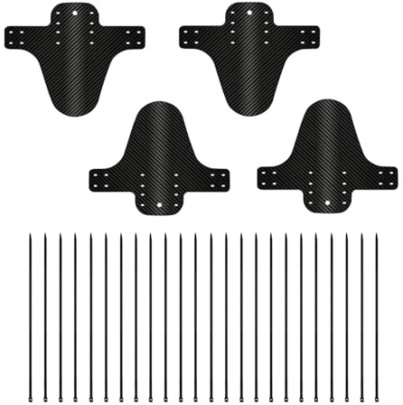 4 Pezzi Parafango MTB, Parafanghi Mountain Bike, Parafanghi Bicicletta Anteriore e Posteriore in Fibra di Carbonio, Mud Guard Leggeri con Fascette per Mountain Bike Ciclismo Strada Fuoristrada