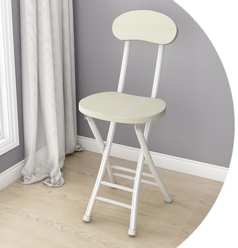 Tragbarer klappbarer Barhocker, 45 cm Höhe, Esszimmerstühle, Garten, Camping, Klappsitz, Küche, Bistrostühle für Esszimmer, Wohnzimmer, Schlafzimmer, mit Rückenlehne (weiße Eiche)