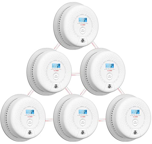 X-Sense Interconnected Smoke and CO Detector Combo, SC01-W, 6-Pack