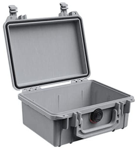 PELI 1150 valise antichocs pour caméra et photo, IP67 étanche à l'eau et à la poussière, capacité de 3L, fabriquée aux États-Unis, sans mousse, couleur: argentée