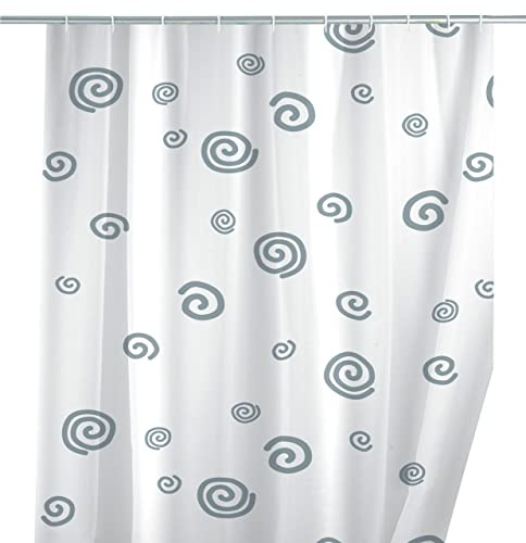 WENKO Duschvorhang Schnecke, Textil-Vorhang fürs Badezimmer, mit Ringen zur Befestigung an der Duschstange, waschbar, wasserabweisend, 180 x 200 cm