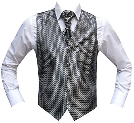 MMUGA Hochzeitswesten Set mit Plastron Paris Grau 44